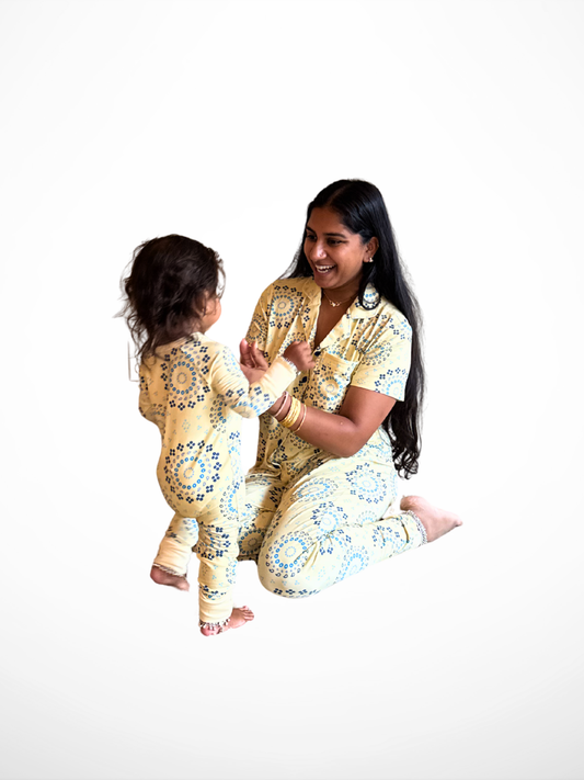 Bandhani Burst bamboo pajamas inspired by traditional Gujarati and Rajasthani tie-dye
