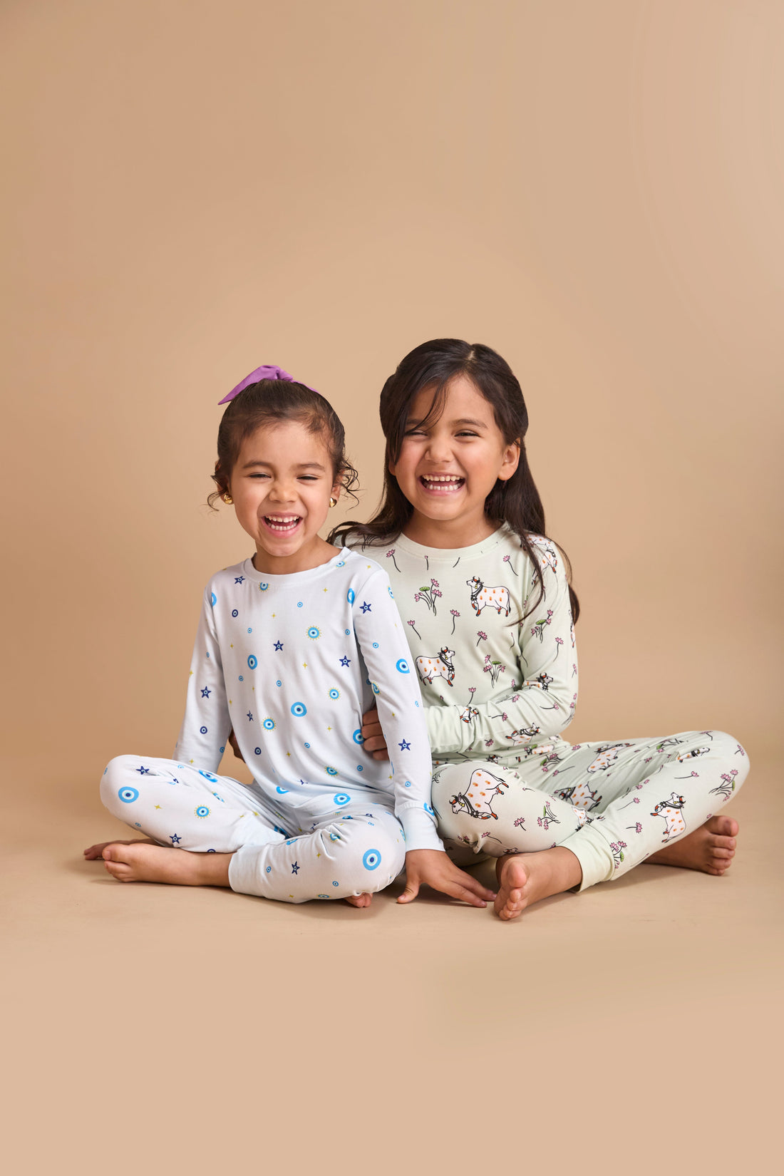 Folded bamboo baby pajamas after washing, soft and clean